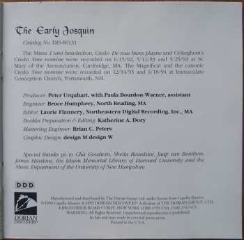 CD Johannes Ockeghem: The Early Josquin: Missa "L'ami Baudechon" And Other Works By Josquin DesPrez And Johannes Ockeghem