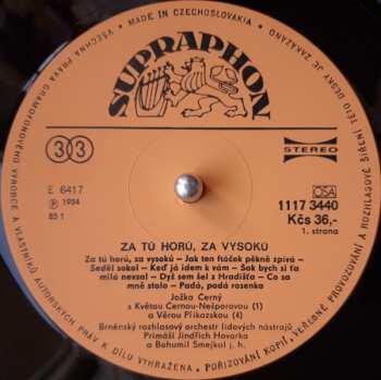 LP Brněnský Rozhlasový Orchestr Lidových Nástrojů: Za Tú Horú, Za Vysokú (Songs From The South Moravia)