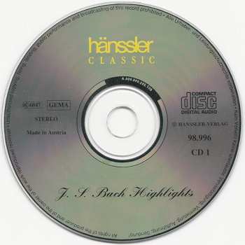 2CD Johann Sebastian Bach: J.S. Bach Highlights