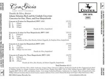 CD Johann Sebastian Bach: Concertos For One, Three, And Four Harpsichords