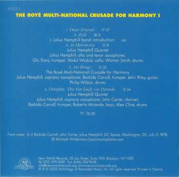 7CD/Doos Julius A Hemphill: The Boyé Multi-National Crusade For Harmony (Archival Recordings (1977-2007))