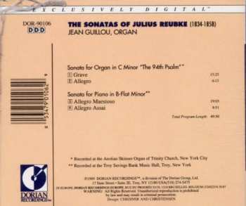 CD Julius Reubke: The Sonatas of Julius Reubke - Jean Guillou Organ and Piano