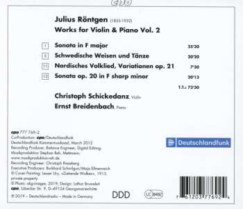 CD Julius Röntgen: Works For Violin & Piano Vol. 2