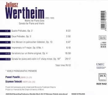 CD Juliusz Wertheim: Works For Piano Solo, Sonata For Piano And Violin 