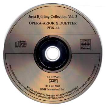 CD Jussi Björling: Jussi Björling Collection Vol. 3 Opera-arior Och Duetter 1936-44 