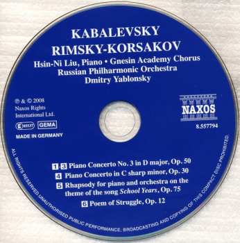 CD Nikolai Rimsky-Korsakov: Piano Concertos
