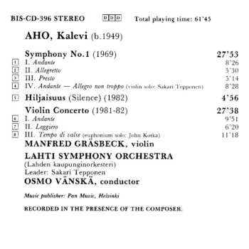 CD Lahti Symphony Orchestra: Symphony No. 1 / Hiljaisuus / Violin Concerto