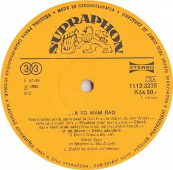 LP Karel Gott: ...A To Mám Rád / ...And That's What I Like