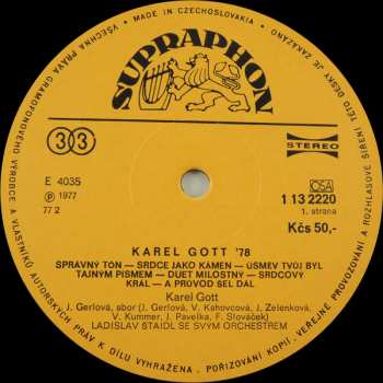 LP Karel Gott: Karel Gott '78