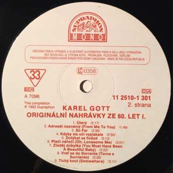 LP Karel Gott: Originální Nahrávky Ze 60. Let  I.