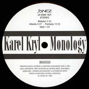LP Karel Kryl: Monology