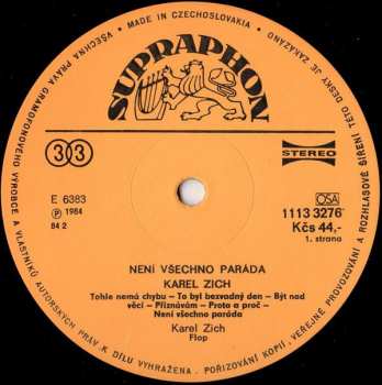 LP Karel Zich: Není Všechno Paráda