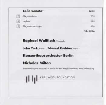 CD Raphael Wallfisch: Cello Concerto • Cello Sonata