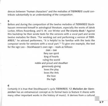 CD Karlheinz Stockhausen: Tierkreis - 12 Melodien Der Sternzeichen / Zodiac - 12 Melodies Of The Star Signs