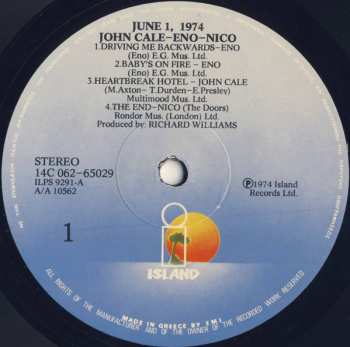 LP John Cale: June 1, 1974
