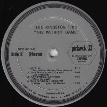 LP Kingston Trio: The Patriot Game