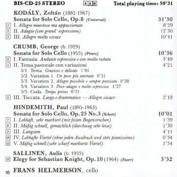 CD Paul Hindemith: The Solitary Cello (Cello Music From The Twentieth Century)