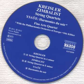 CD Fritz Kreisler: String Quartets / Harmonies Du Soir