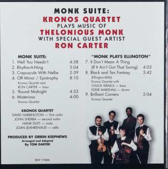 CD Kronos Quartet: Monk Suite: Kronos Quartet Plays Music Of Thelonious Monk