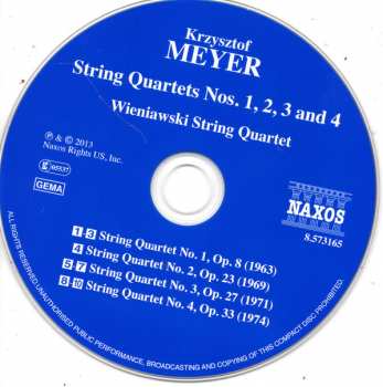CD Krzysztof Meyer: String Quartet Nos. 1, 2, 3 And 4