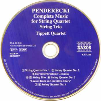 CD Krzysztof Penderecki: Complete Music For String Quartet