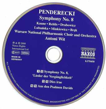 CD Krzysztof Penderecki: Symphony No. 8 / Dies Irae • Aus Den Psalmen Davids