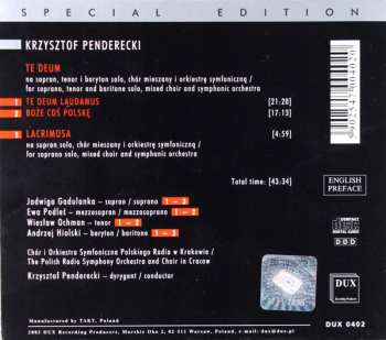 CD Krzysztof Penderecki: Te Deum - Lacrimosa