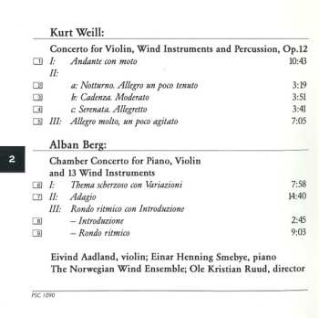 CD Eivind Aadland: Concerto For Violin, Wind Instruments And Percussion, Op. 12 / Chamber Concerto For Piano, Violin And 13 Wind Instruments