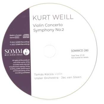 CD Kurt Weill: Violin Concerto & Symphony No. 2