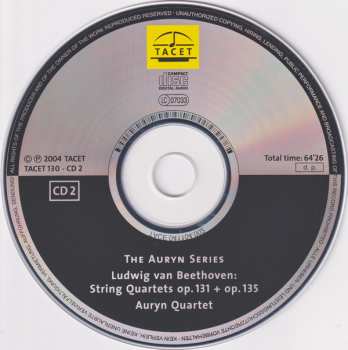 2CD Ludwig van Beethoven: Auryn's Beethoven (String Quartets ∙ Vol. 4 Of 4 Op. 130, 131, 133, 135)