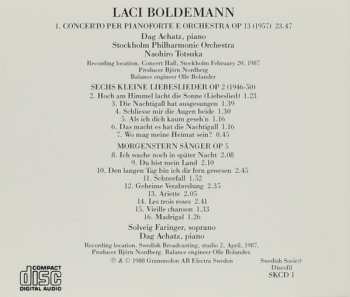 CD Laci Boldemann: Concerto Per Pianoforte E Orchestra / Sechs Kleine Liebeslieder / Morgenstern Sånger
