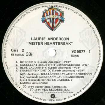 LP Laurie Anderson: Mister Heartbreak