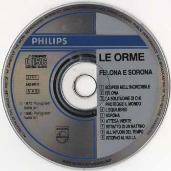 CD Le Orme: Felona E Sorona