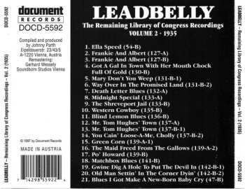 CD Leadbelly: The Remaining Library Of Congress Recordings: Volume 2 (1935)