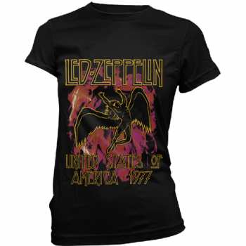 Merch Led Zeppelin: Dames T-shirt Black Flames 