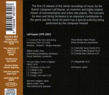 CD Leif Kayser: Concerto For Horn & Strings; Trio For Oboe, Horn & Bassoon; Music For Solo Piano