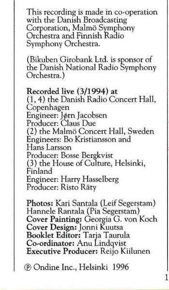 CD Leif Segerstam: Symphony No. 18 • Epitaph No 6.VI. • Impressions Of Nordic Nature No. 4 • Flowerbouquette No. 43E