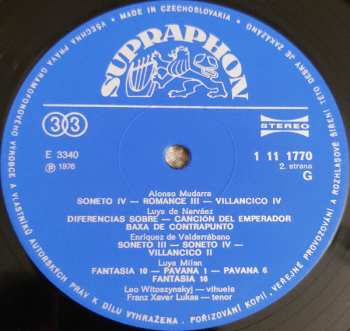 LP Leo Witoszynskyi: Skladby Pro Vihuelu (Španělsko 16. Století)