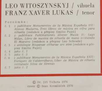 LP Leo Witoszynskyi: Skladby Pro Vihuelu (Španělsko 16. Století)