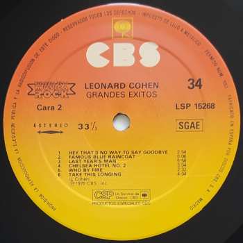 LP Leonard Cohen: Grandes Exitos