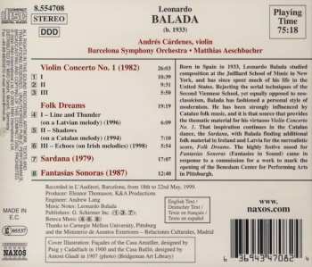 CD Leonardo Balada: Violin Concerto No. 1 • Folk Dreams • Sardana • Fantasías Sonoras