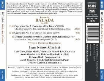 CD Leonardo Balada: Works For Clarinet