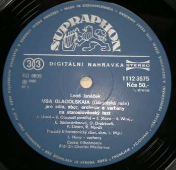 LP The Czech Philharmonic Orchestra: Mša Glagolskaja (Glagolitic Mass)