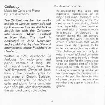 CD Lera Auerbach: Celloquy