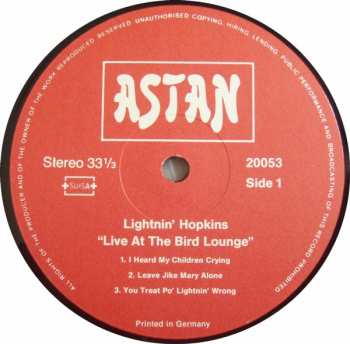 LP Lightnin' Hopkins: Live At The Bird Lounge