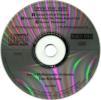 CD Tokyo Philharmonic Orchestra: The White-Haired Girl (Suite) / Spring Festival Overture / Heroes' Monument