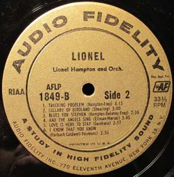 LP Lionel Hampton And His Orchestra: Lionel...Plays Drums, Vibes, Piano
