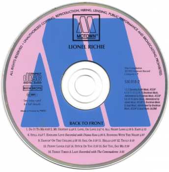 CD Lionel Richie: Back To Front