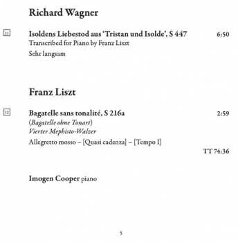 CD Franz Liszt: Imogen Cooper Plays Liszt And Wagner
