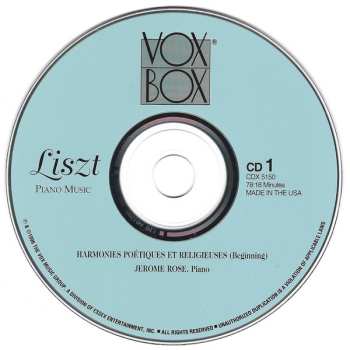 2CD Franz Liszt: Harmonies Poétiques Et Religieuses / 6 Consolations / 2 Légendes / Weihnachtsbaum